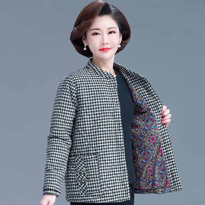 中老年女装薄棉服夹棉纯棉加大码