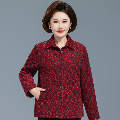 中老年女妈妈装夹棉衣灯芯绒长袖