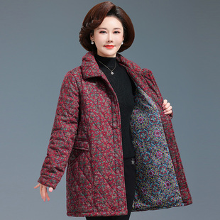 中老年女冬装棉衣纯棉中长款厚棉服老太太大码厚棉袄妈妈装外套