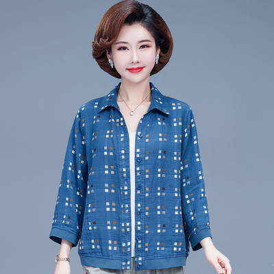 妇女衬衣七分袖全棉开衫春夏装