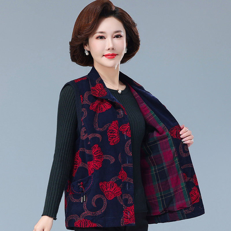 妈妈60岁春秋上衣马甲马夹坎肩