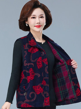 妈妈60岁春秋上衣马甲马夹坎肩