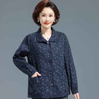 中老年春秋长袖上衣妈妈短款外套