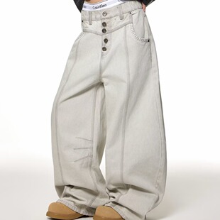 长裤 工装 高腰宽松垂感直筒阔腿休闲裤 女牛仔很忙2026春秋新款 潮 裤
