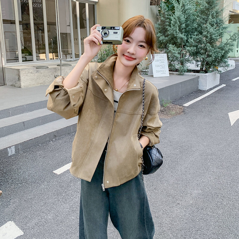 卡其色工装优质时尚休闲外套女新款小个子炸街气质减龄设计感夹克