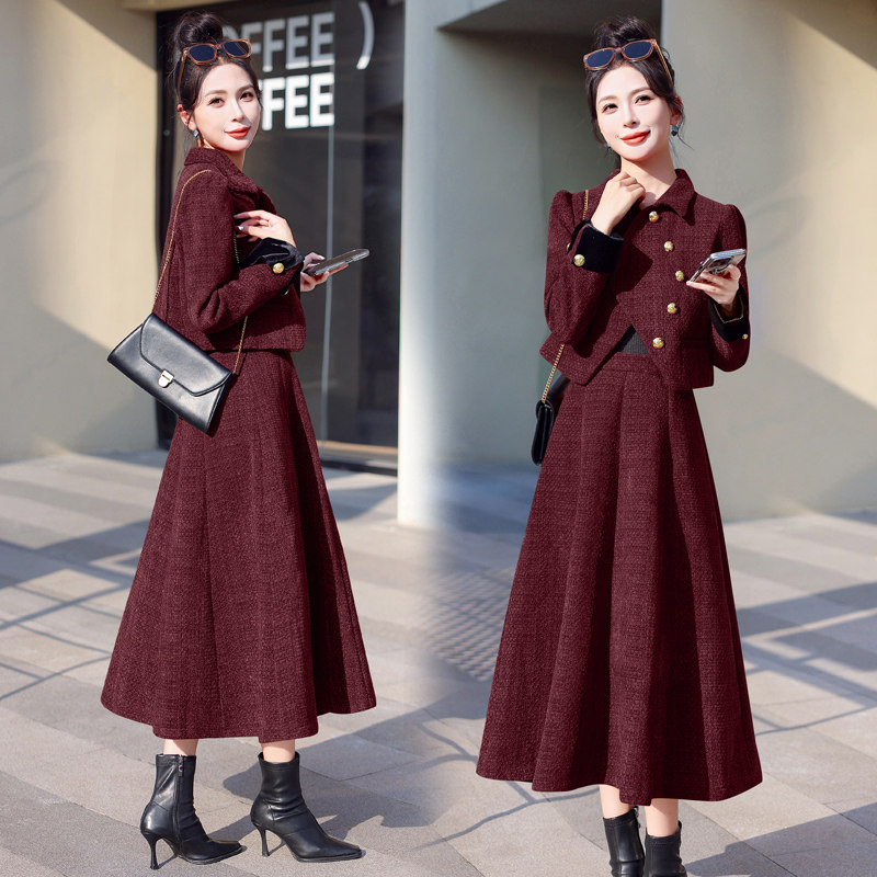 时尚小香风套装女2025秋冬季新款气质高级感一整套初冬穿搭两件套