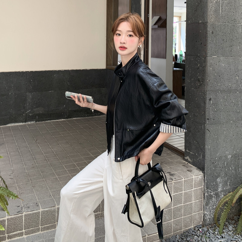 秋季显瘦新款上市PU皮立领优质常规款精品修身好看女士皮衣