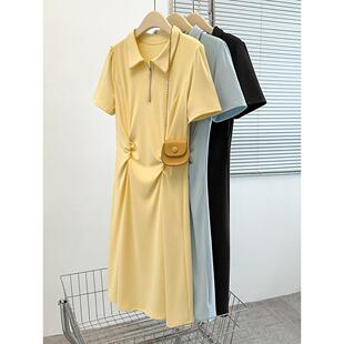 2026夏装新款胖mm大码女气质polo领收腰显瘦长短款连衣裙