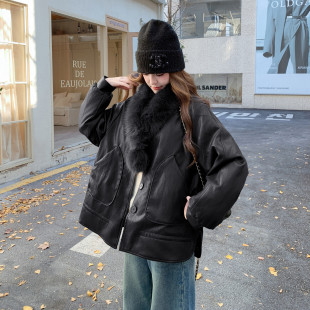 冬棕色韩版新款上市裙摆型中长款新皮羽绒服女巨好看的感加厚外套
