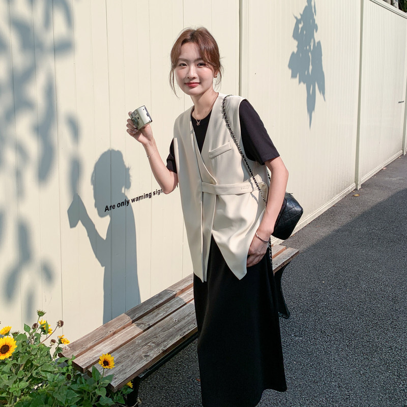 主推优质2026年夏季精品秋季新款韩系简约马甲针织连衣裙两件套c