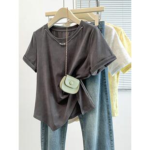 女设计感链条扎染不规则短袖 胖mm大码 T恤 新款 2026夏装