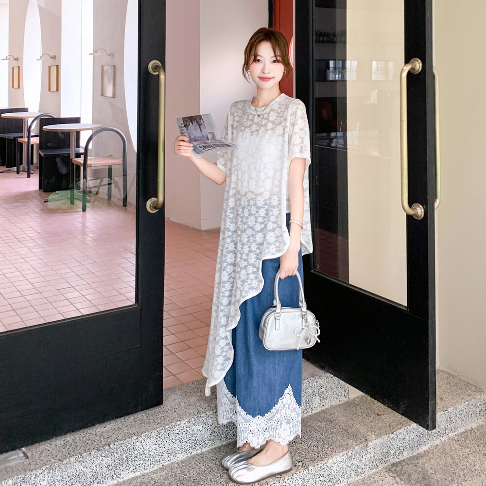 新款优质精品疯狂促销甩卖热销推荐牛仔腿裤叠穿套装两件套女b