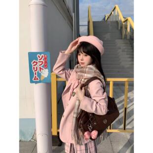 粉色JK制服女学院风西装 三粒扣西服外套衬衣百褶裙