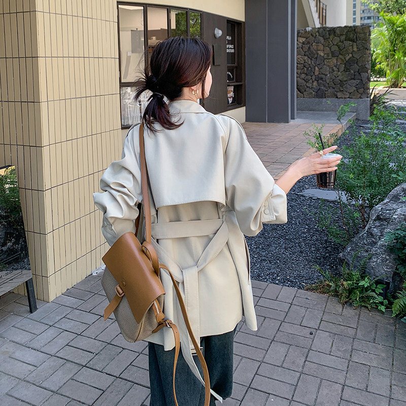 春季立领新款上市中长款白色优质双排扣爆款韩范风衣外套女