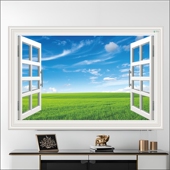 风景画墙贴仿真假窗户3d墙纸墙贴壁纸客厅窗户贴纸卧室墙壁贴画