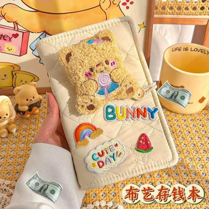 现金存钱册2026年新款活页存钱本记账本高颜值夹钱册儿童存钱攒钱本布艺可拆卸纸钱存单夹收纳册