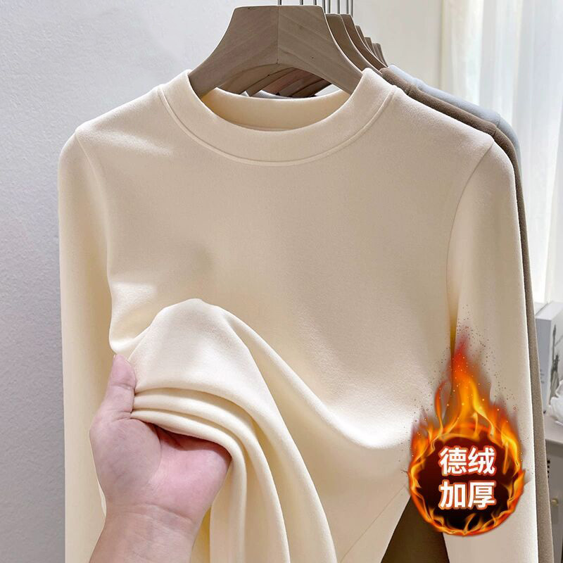 圆领德绒加绒加厚自发热保暖秋冬