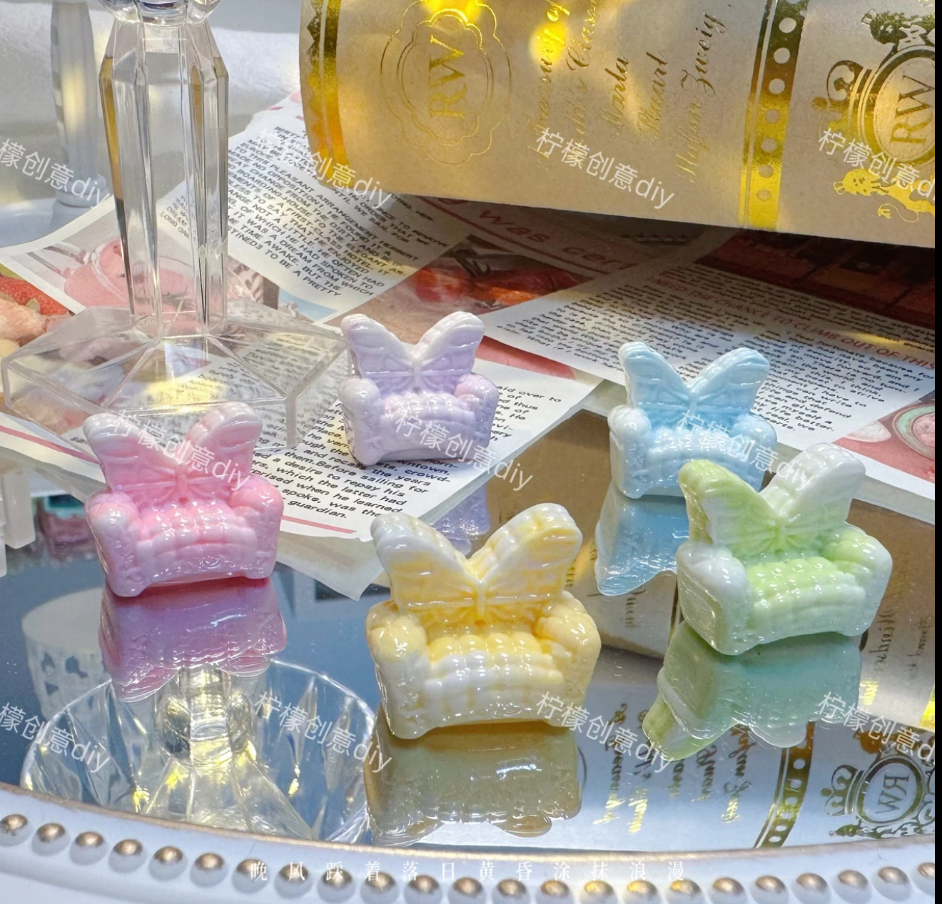 蝴蝶结沙发仿真食玩微缩树脂配件奶油胶材料摆件装饰手工场景