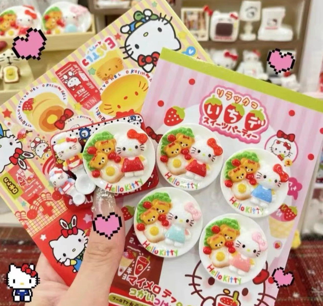 定制kt小熊薯饼饭饭盘子仿真食玩微缩树脂配件奶油胶材料摆件手工