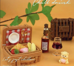 定制大号野餐筐仿真食玩微缩树脂配件奶油胶材料摆件手工