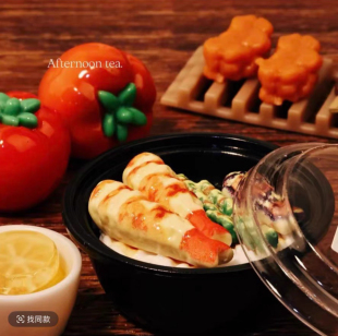 定制一套天罗妇便当盒仿真食玩微缩树脂配件材料摆件奶油胶