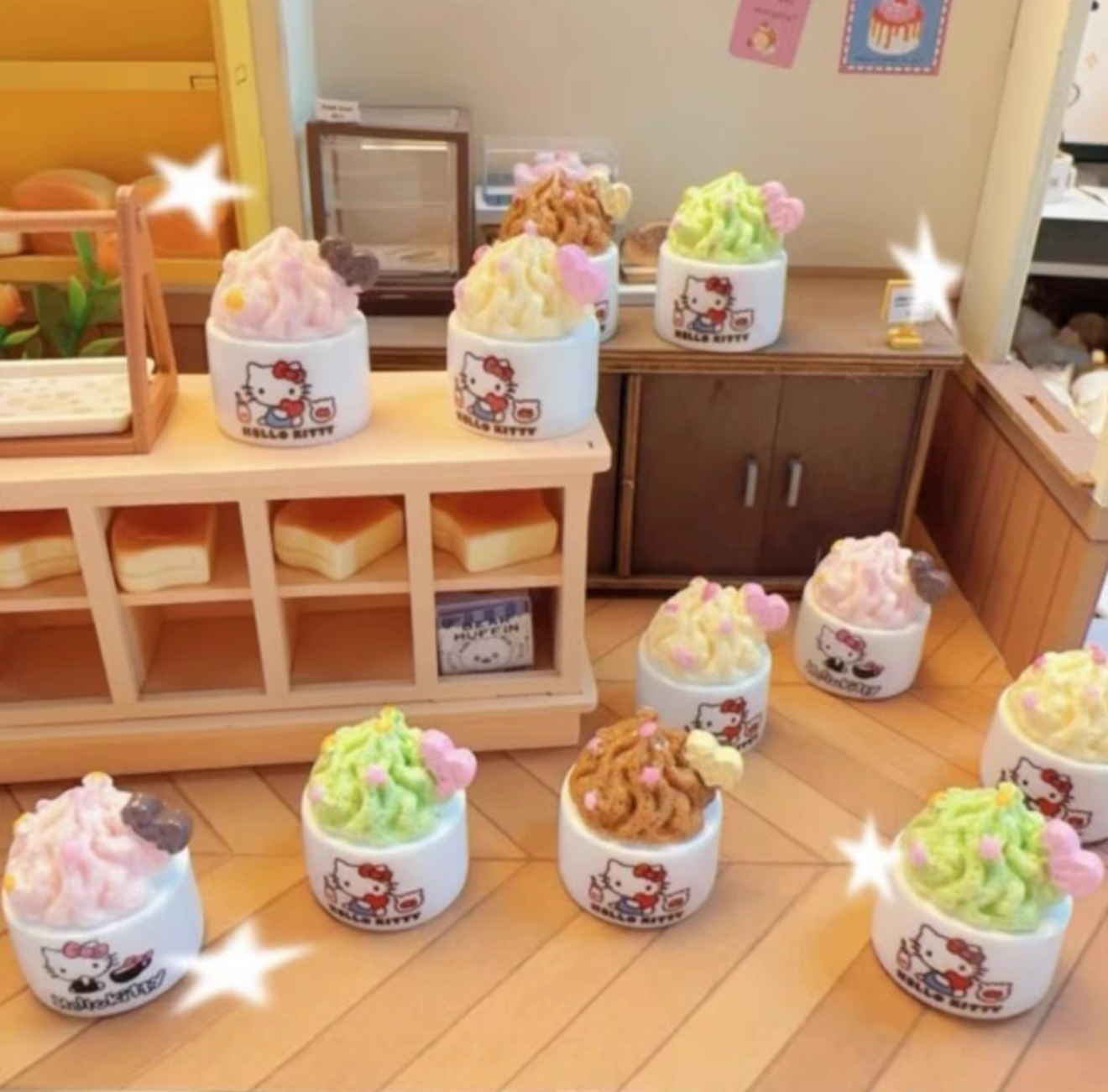 kitty冰淇淋仿真食玩微缩树脂配件奶油胶材料摆件装饰手工场景