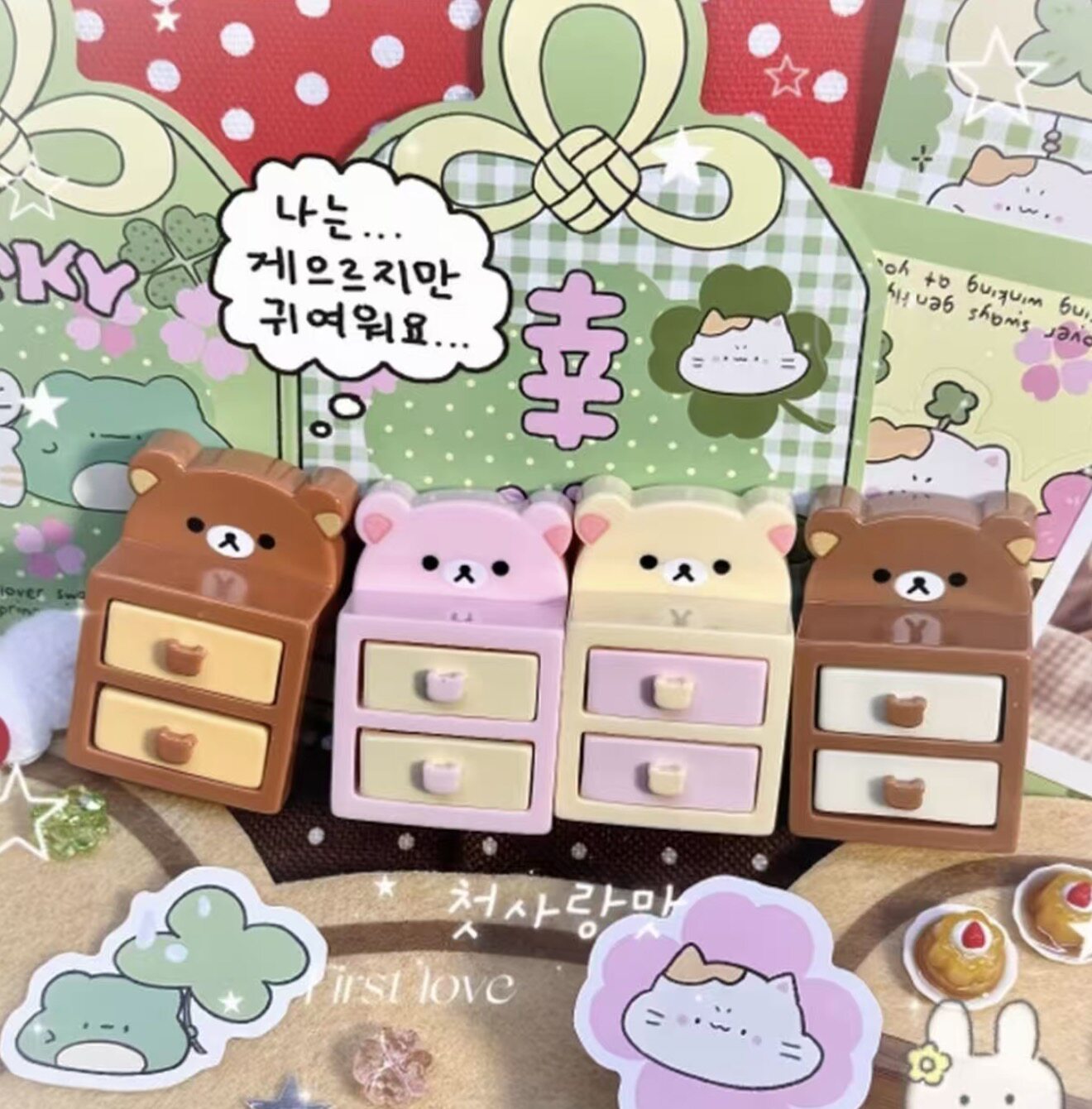 定制立体轻松熊抽屉柜仿真食玩微缩树脂配件摆件挂饰手工图片