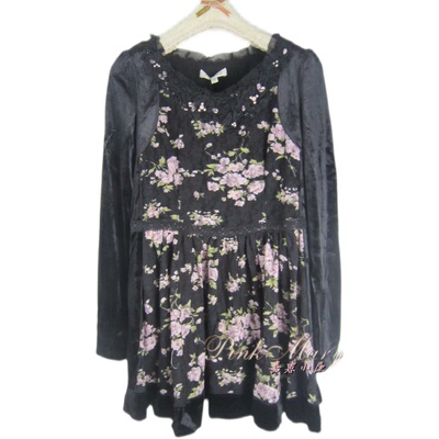 粉红玛琍大码长袖蕾丝衫女