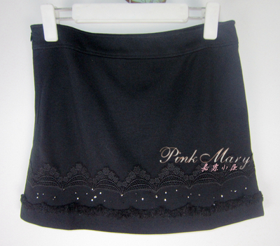 粉红玛丽钉珠半身裙女短裙标齐