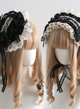 原创女仆发带第七夜章黑白优雅古典风KC发饰DOLL感丽塔发箍礼帽