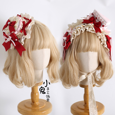 原创Lolita粉红纸杯蛋糕可爱甜美颈链小物手作甜品扁帽礼帽发带kc