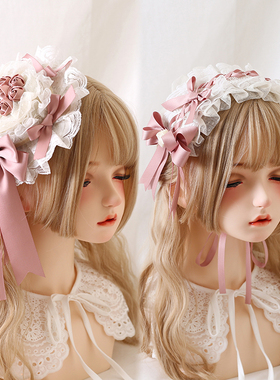 原创小芙蝶生成色lolita优雅礼帽洛丽塔蕾丝发箍花嫁芭蕾风发带KC