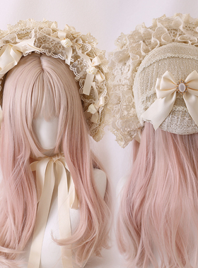 Lolita原创doll感黑色白色古董cla系优雅蕾丝蝴蝶结bnt波奈特帽子