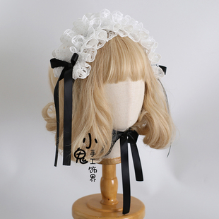 原创多色Lolita法式优雅白色黑色发带lo娘甜美软妹发饰蕾丝头饰