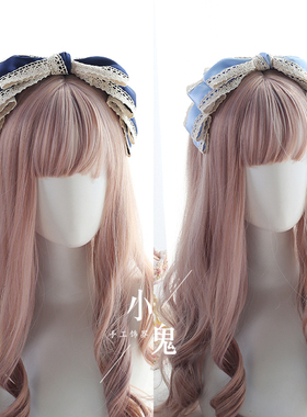 多色百搭JK日系蕾丝kc日常优雅蝴蝶结头箍Lolita酒红色粉色发箍kc