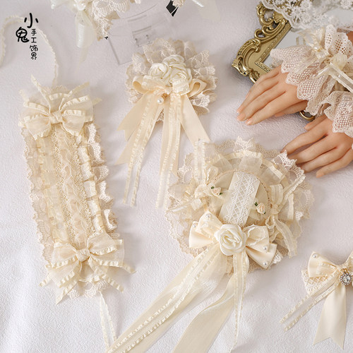 蕾丝蝴蝶结kc小礼帽手袖花丸