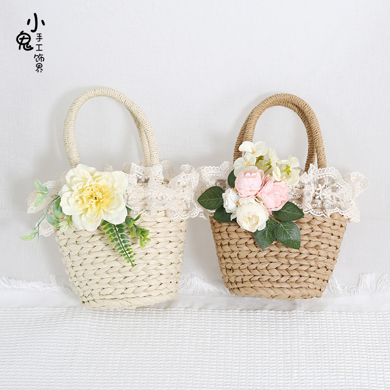 花朵蕾丝沙滩田园草编包藤编包