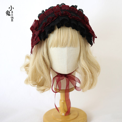 doll感蝴蝶结发带KC哥特黑红lo娘