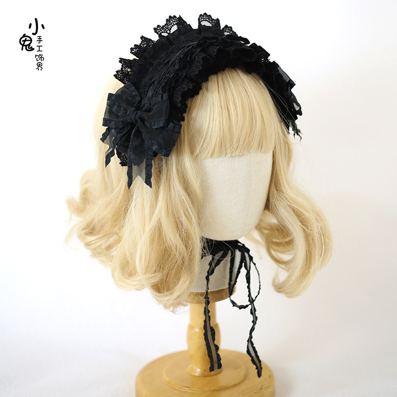 thumbnail for Mood limited Lolita tiara doll sense bow hairband KC gothic black and red lo lady waltz hair ornament