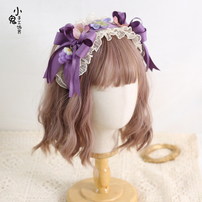 紫色lolita发饰法式复古发箍