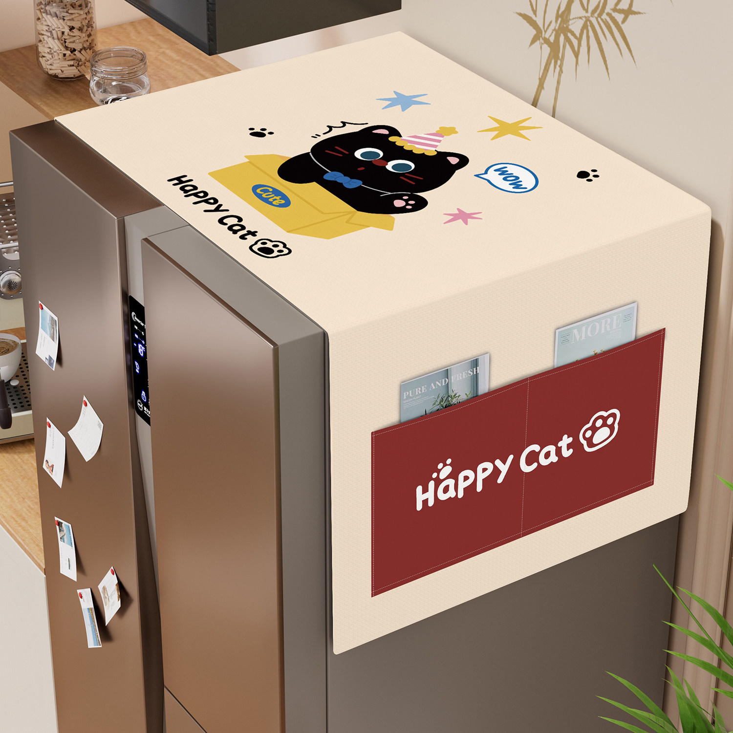 冰箱防尘罩单双开门可收纳布艺冰箱顶盖巾洗衣机微波炉防灰尘盖布