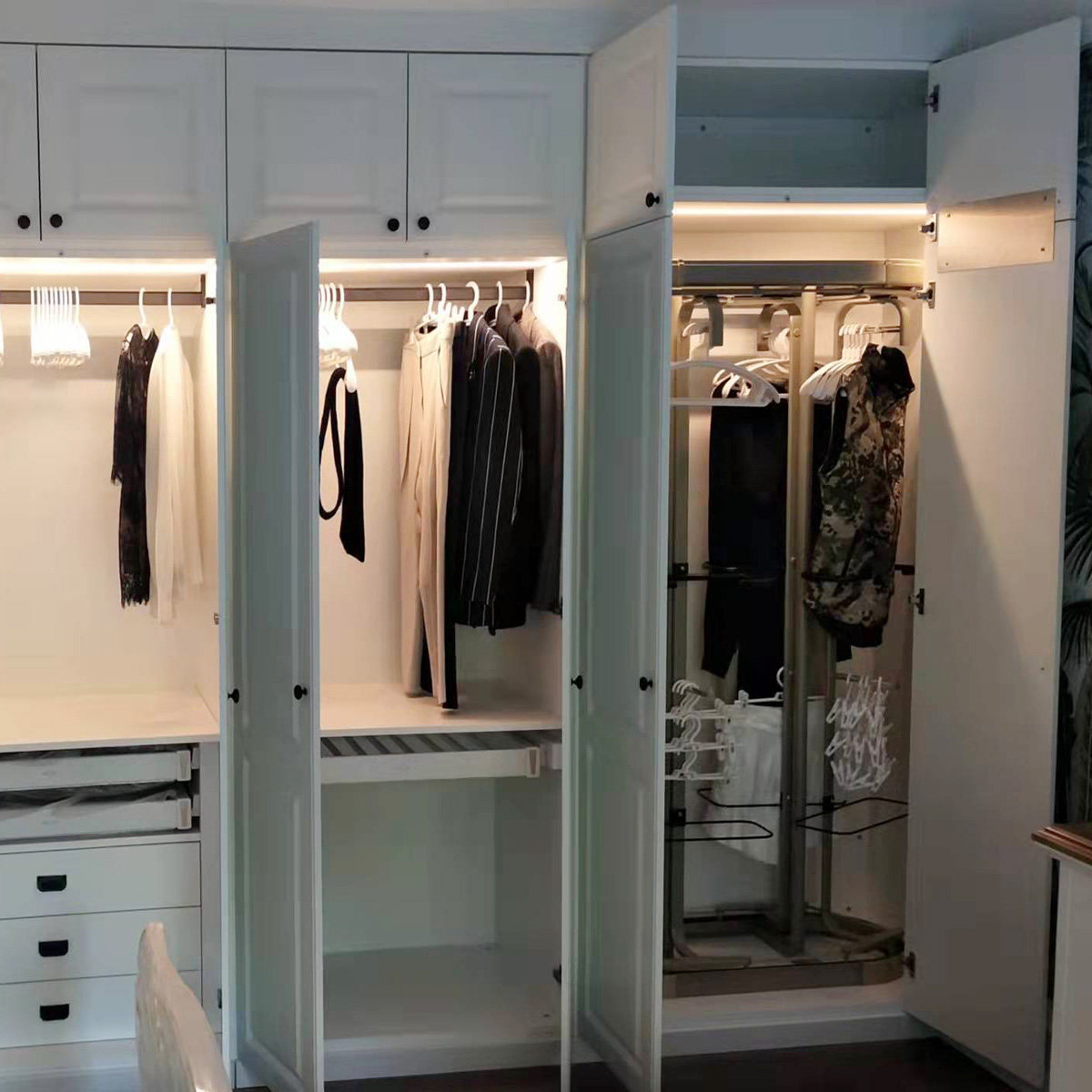 美式实木衣柜定制简欧式黑白色大衣橱田园风格四五门整体家具定做