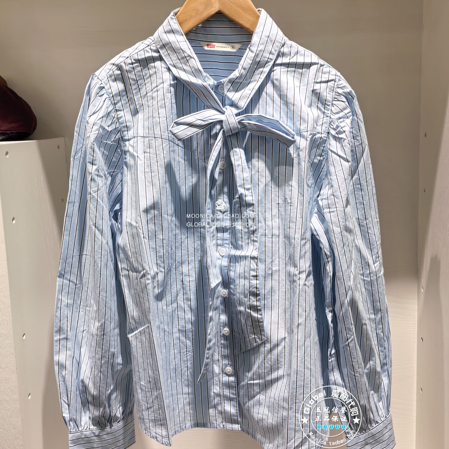 李维斯衬衫蝴蝶结领带竖条纹百搭