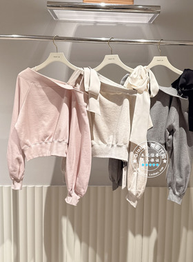 FRAY I.D国内代购 25冬 纯色斜领系带露肩时尚百搭卫衣FWCT255100