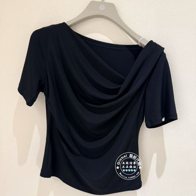 NUTS国内代购 2026夏 纯色斜领褶皱简约休闲百搭T恤7210207A1