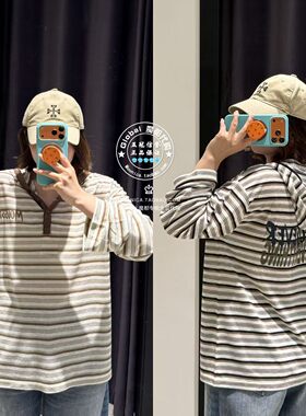 MOUSSY26夏条纹连帽针织T恤衫女