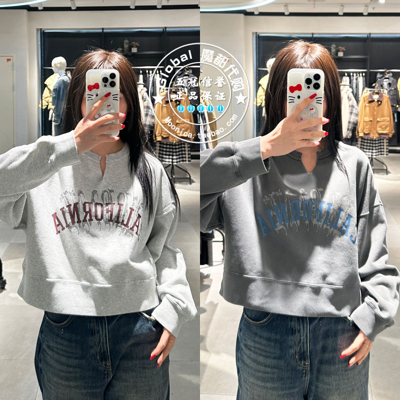 MOUSSY25春剪刀领做旧水洗卫上衣