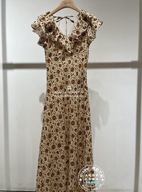 MOFAN/摩凡 国内代购 26夏 气质荷叶边V领印花连衣裙 FAL426290