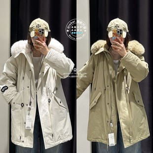 1087 可拆卸大毛领复古N3B棉服外套028IAA30 MOUSSY国内代购 25冬