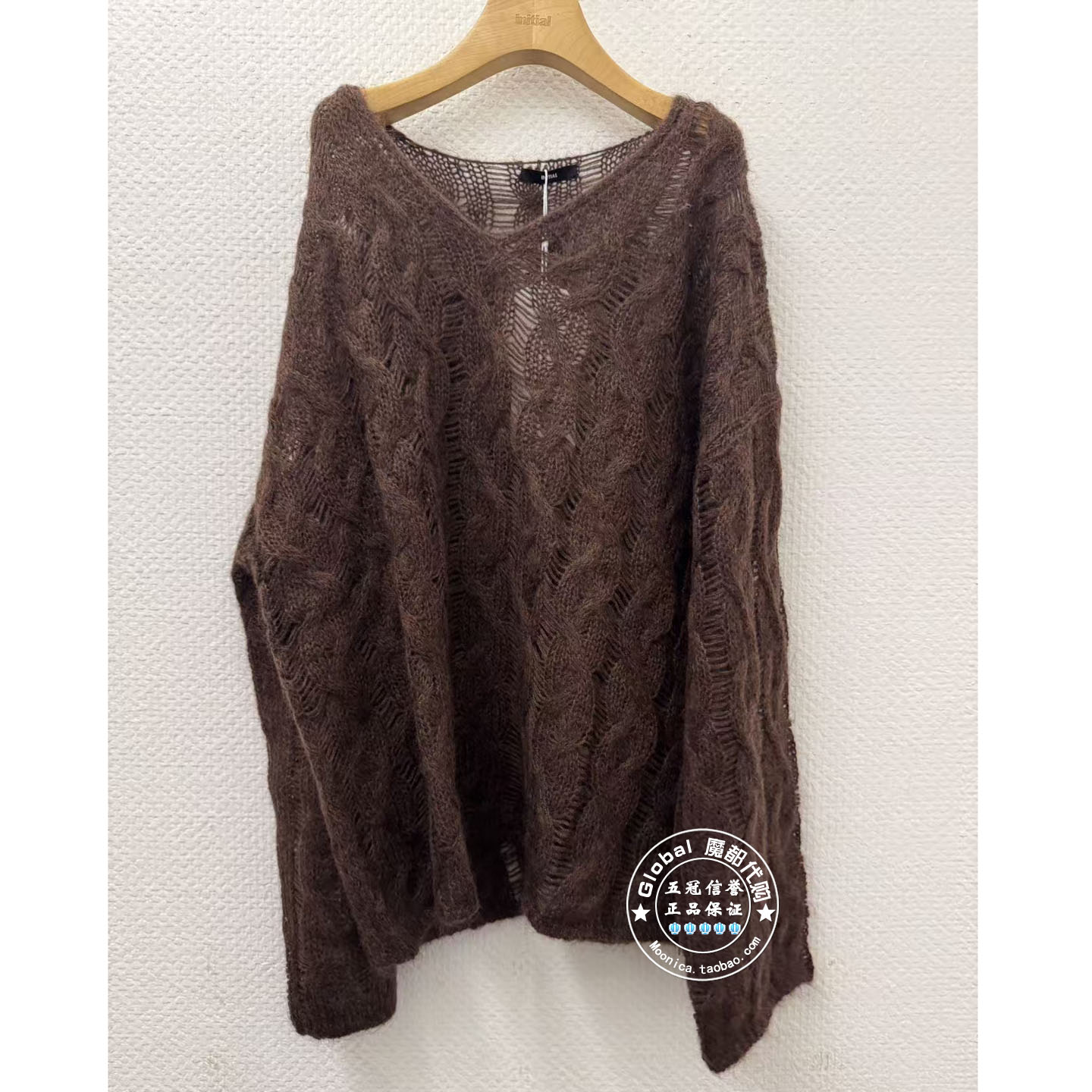 INITIAL国内代购 25冬 女圆领镂空钩花毛衣25WOTFOCXX728不退换